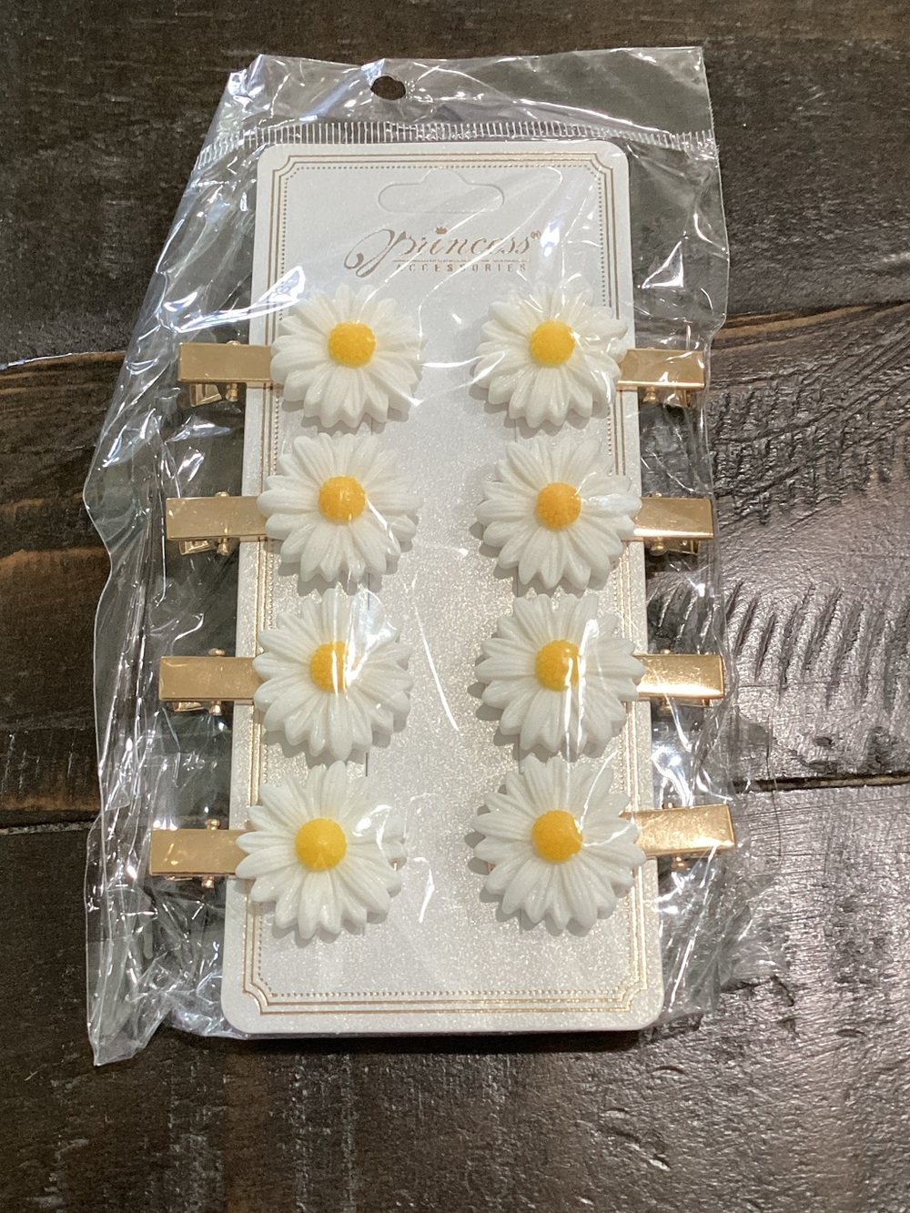 Princess Accessories White & Yellow Daisy Hair Clips - Set of‎ 8